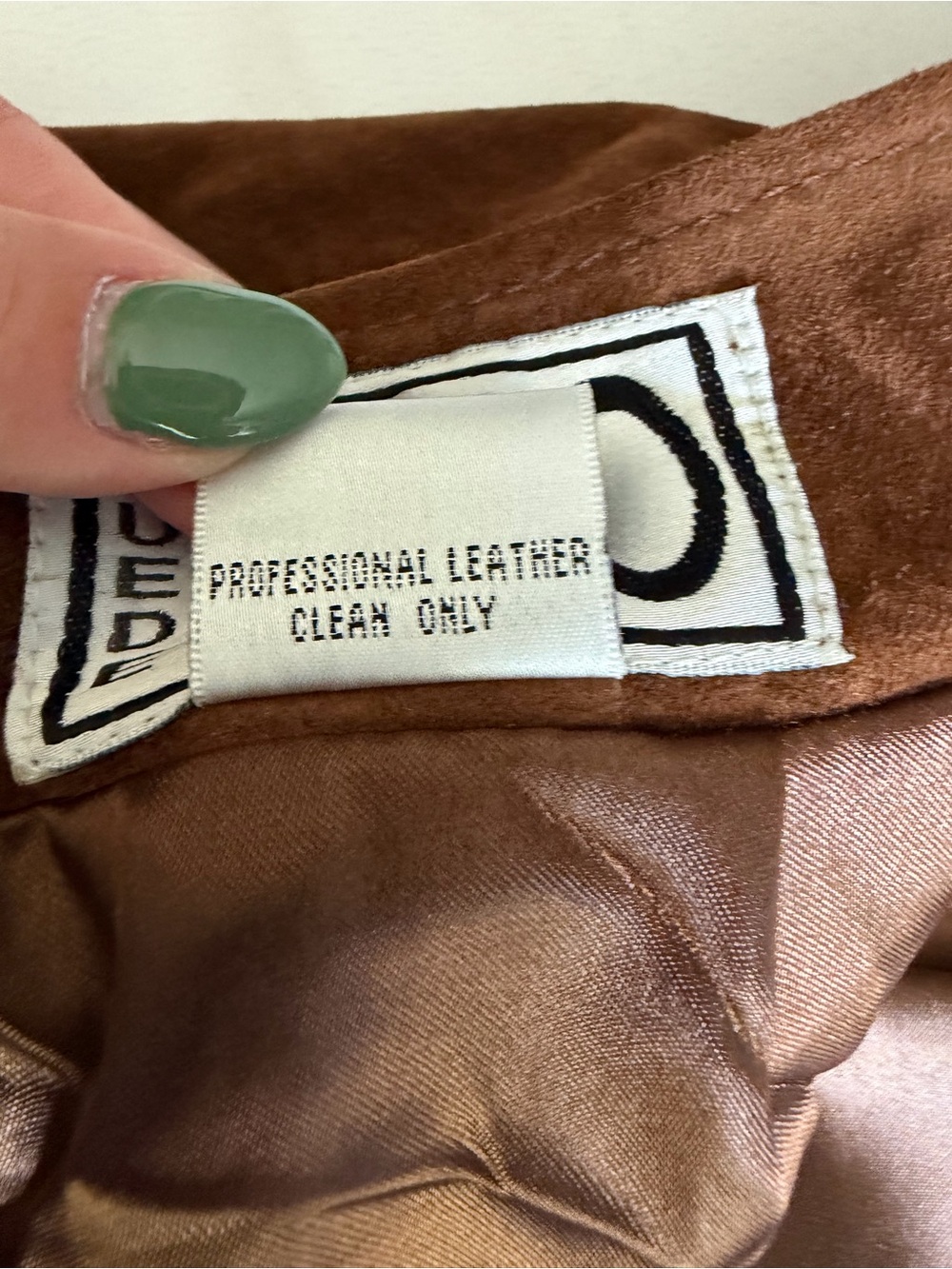 Vintage Clio 100% Leather Suede Western Camel Brown A-Line Midi Skirt - Picture 12 of 14